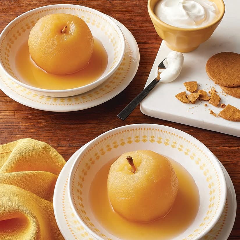 Pommes pochées au cidre et au gingembre