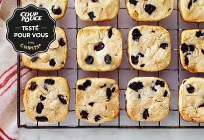 Sablés chocolat blanc, amandes et bleuets