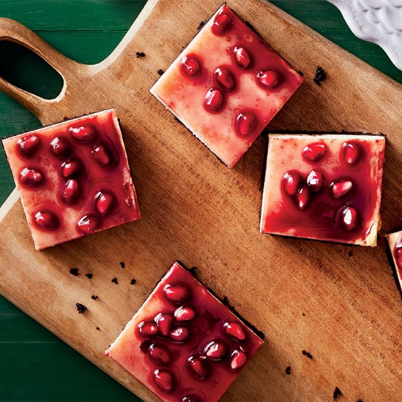 Carrés au chocolat, à la grenade et au mascarpone