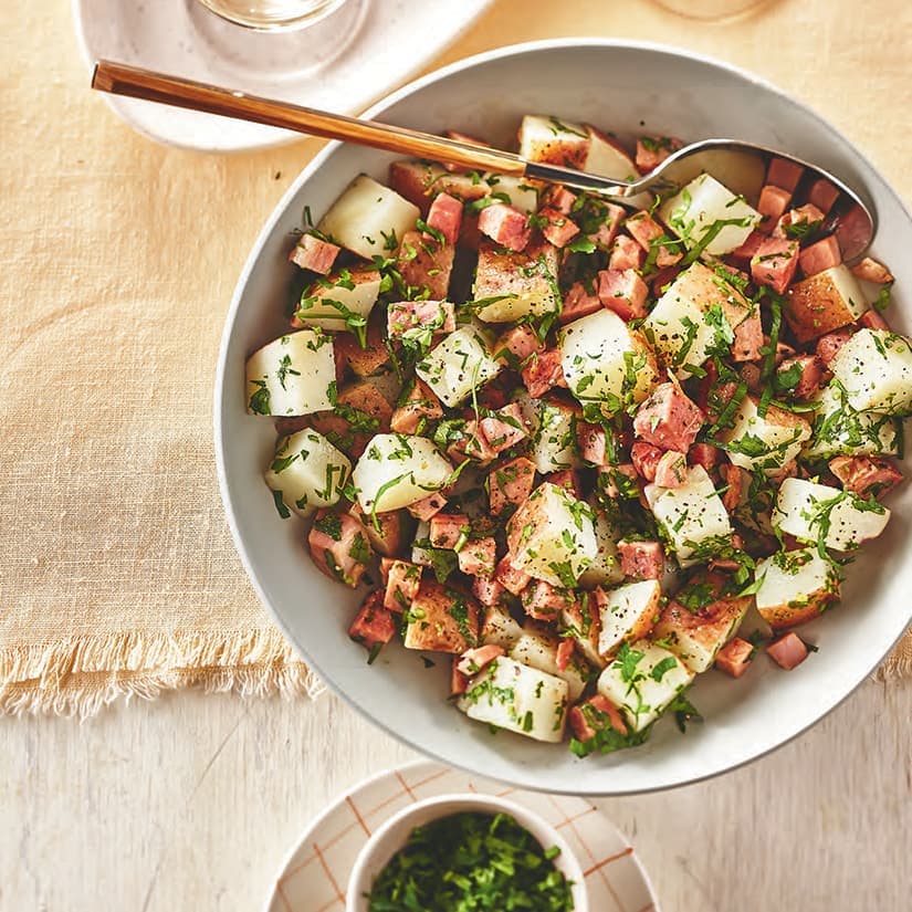 Salade tiède de pommes de terre à l’allemande
