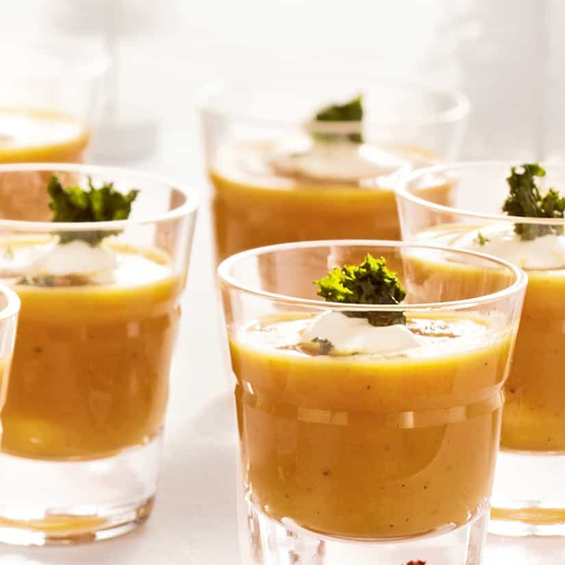 Potage de carottes et panais rôtis en shooter