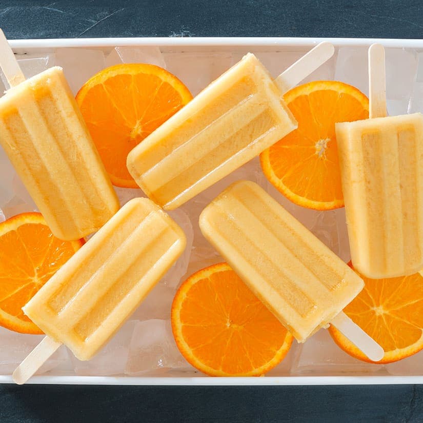 Popsicles orange et crème sans lactose