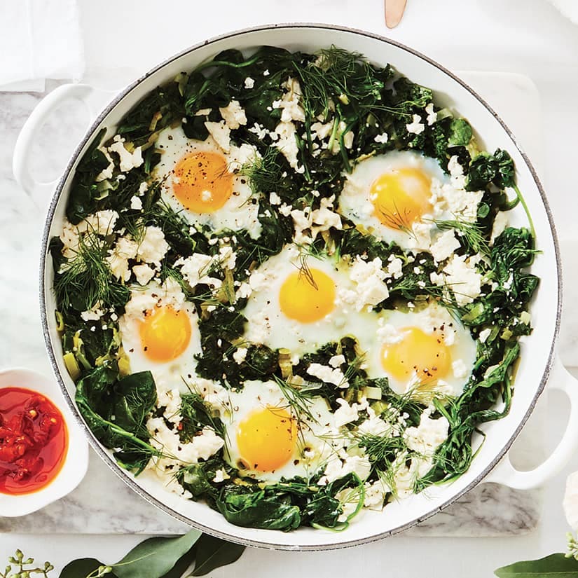 Chakchouka verte au kale et aux épinards