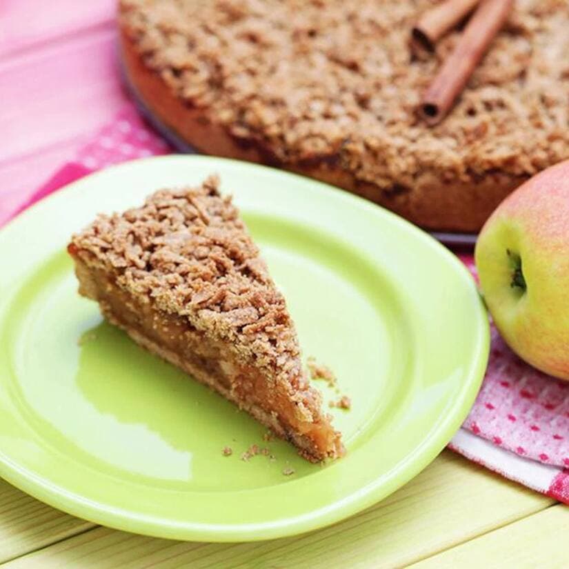 Tarte aux pommes, garniture streusel aux amandes