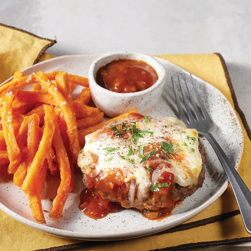 Galettes bœuf gratinées fromage olives