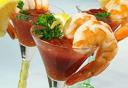 Crevettes, sauce cocktail à l'ananas