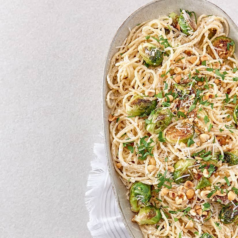 Spaghettis aux choux de Bruxelles