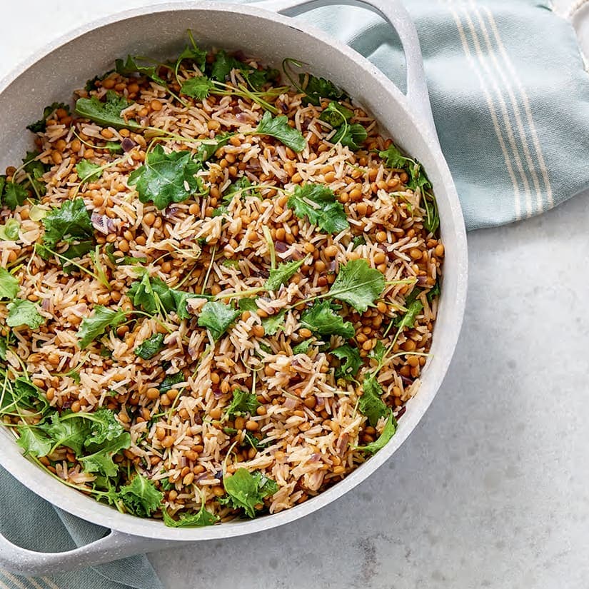 Riz aux lentilles et au kale à l’indienne