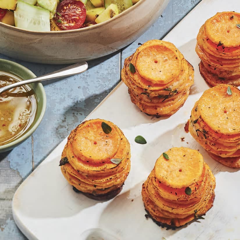 Patates douces grillées au fromage