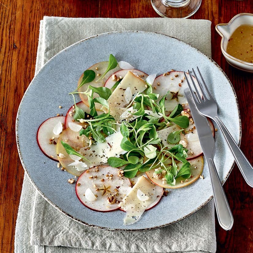 Carpaccio de pommes au cidre, sarrasin et oka