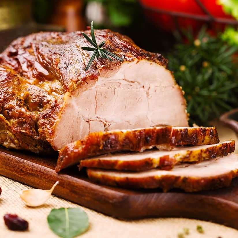 Rôti porc farci, riz sauvage et sauce agrumes