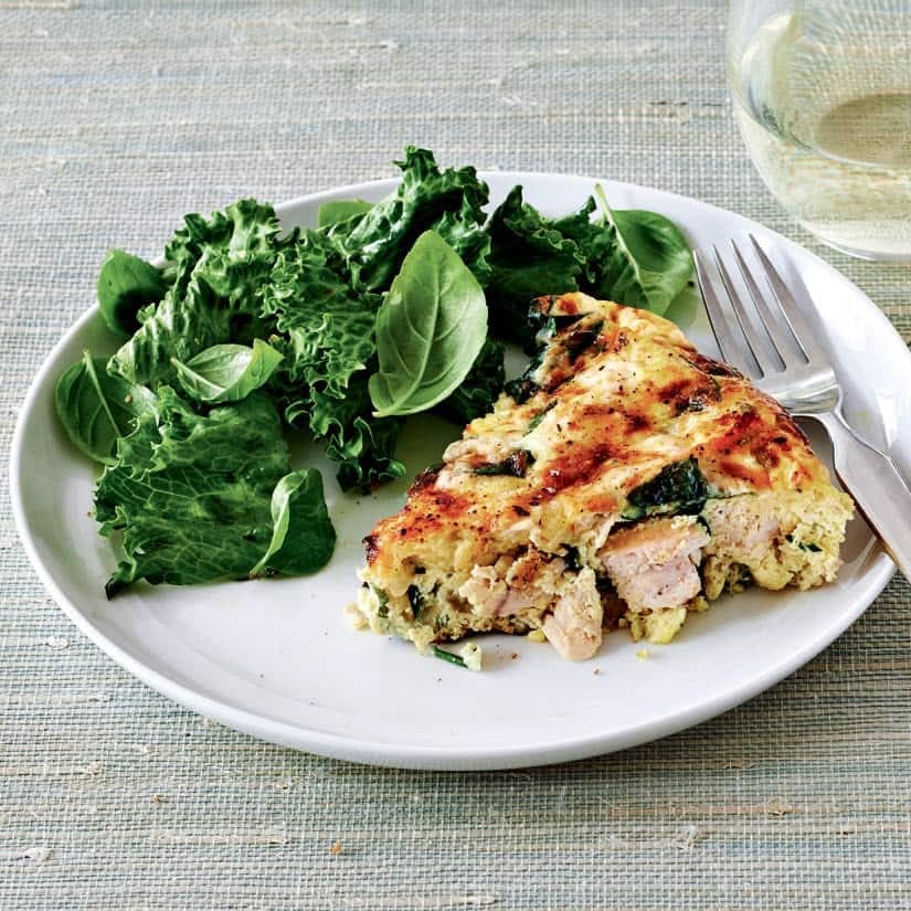 Frittata au poulet, fromage et épinards