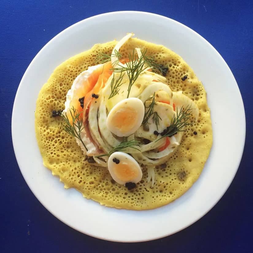 Ployes au gravlax de saumon de Landry & Filles