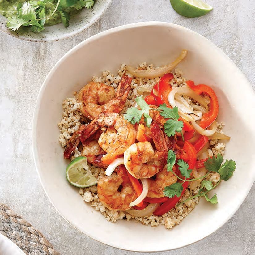 Bols fajitas crevette et chou-fleur