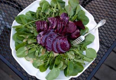 Salade de cresson, de betteraves et d'oranges