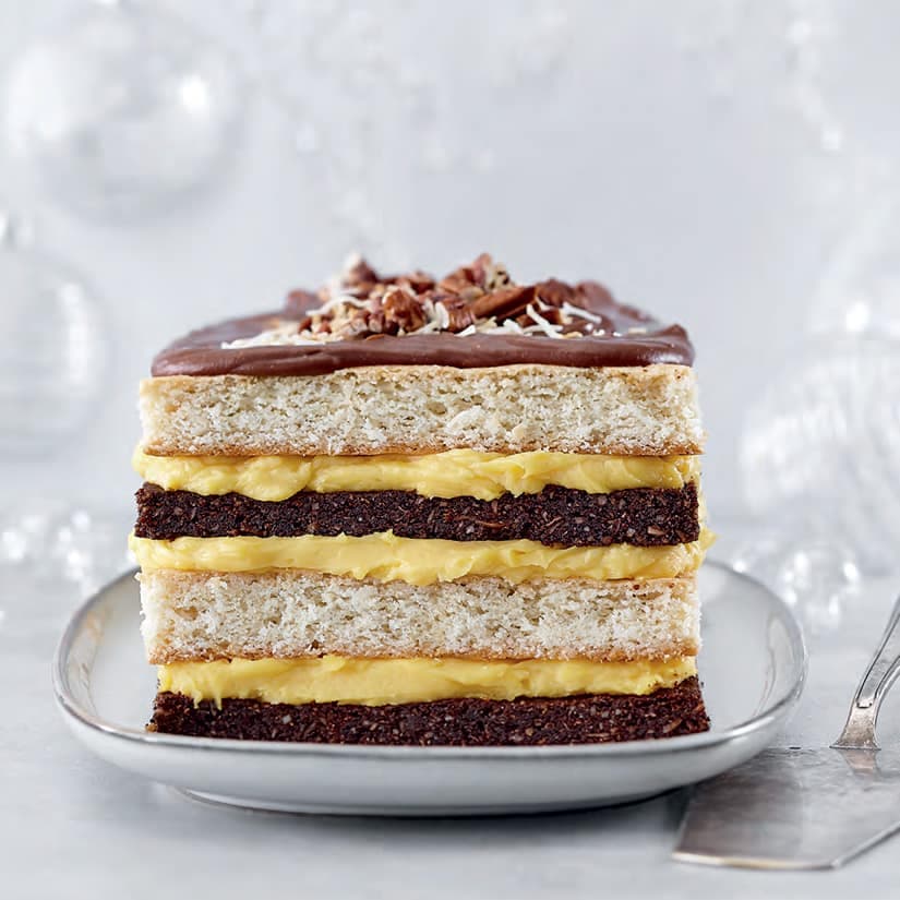 Bûche étagée brownie et noix de coco