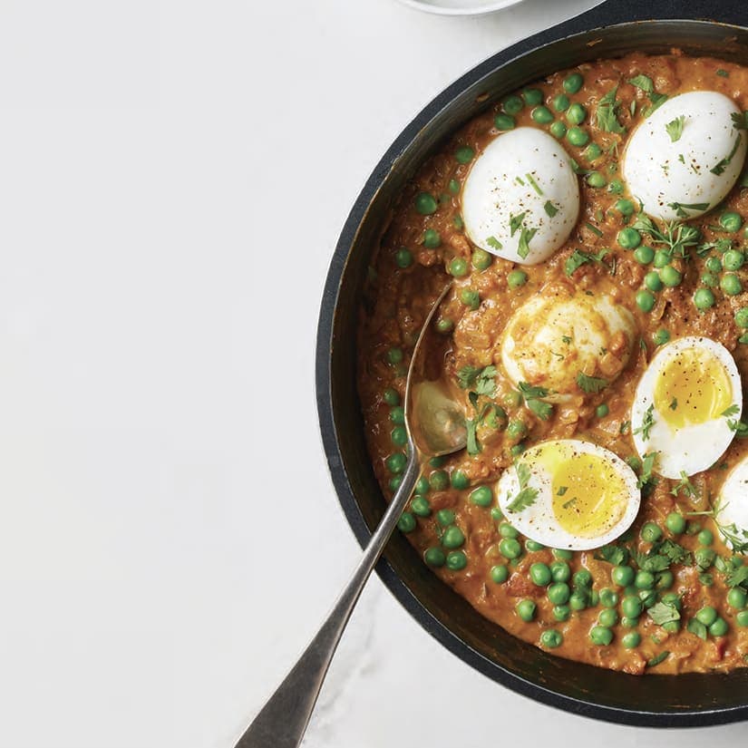 Cari aux œufs et aux petits pois