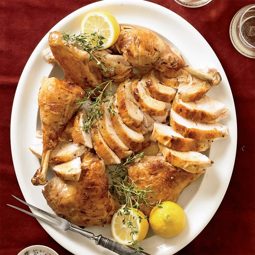 Dindon rôti au citron et au thym