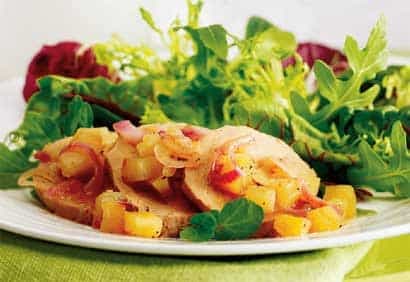 Salade foie gras, vinaigrette pomme