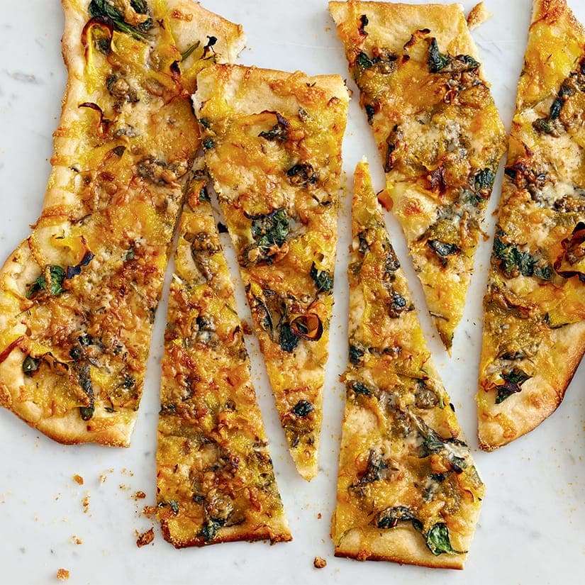 Pizza à la courge et aux épinards