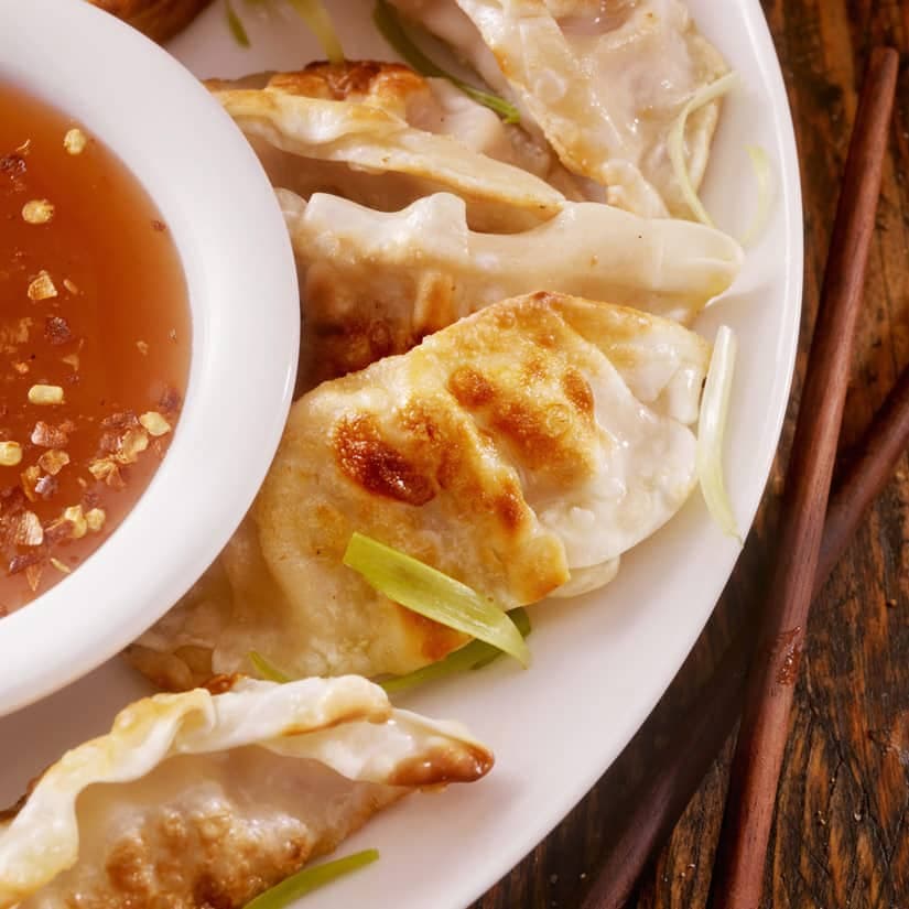 Dumplings aux crevettes et aux poireaux