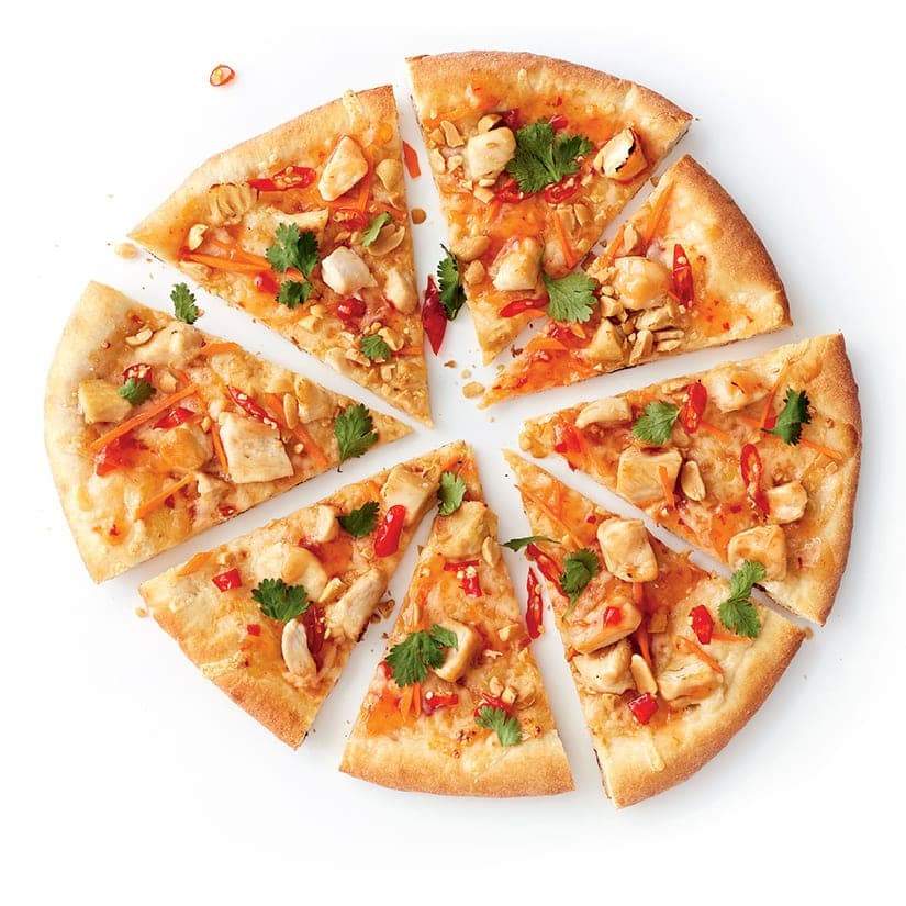 Pizza au poulet et aux piments confits