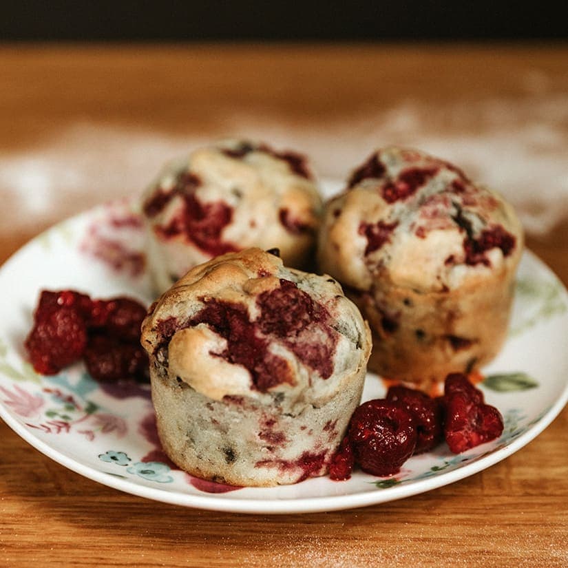 Muffins aux framboises et au citron