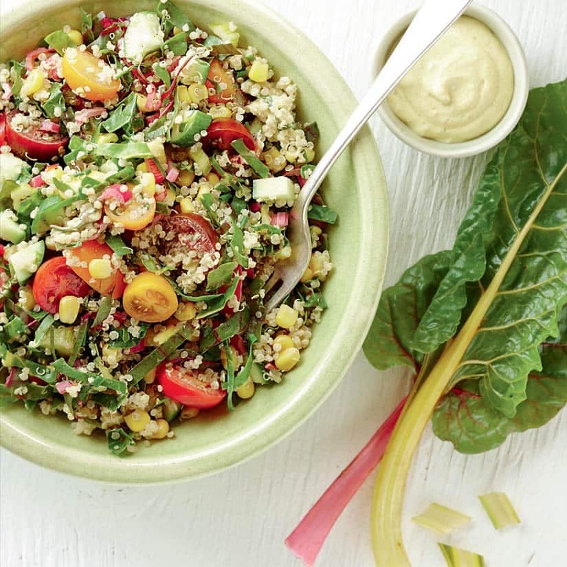 Salade quinoa bette à carde, vinaigrette cari