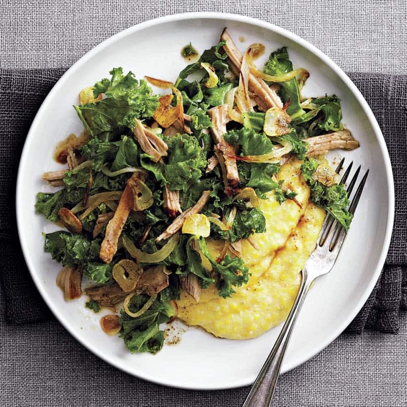 Braisé de porc effiloché au chou frisé