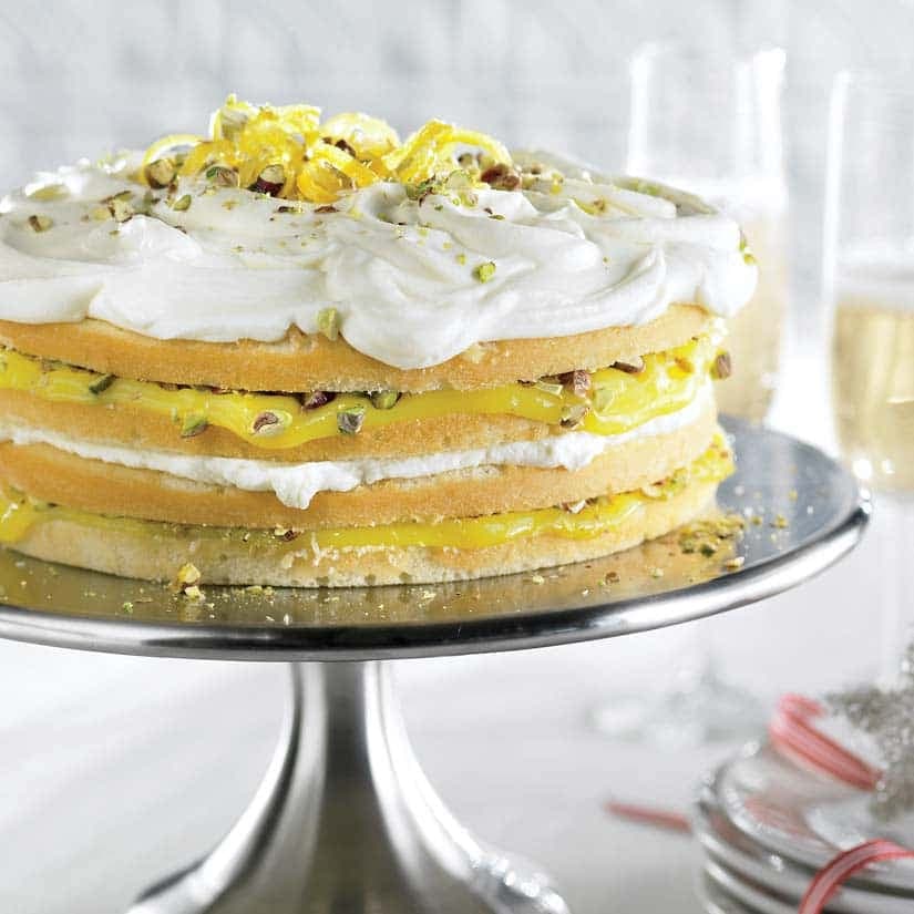 Gâteau citron-pistache, chocolat blanc délicieux