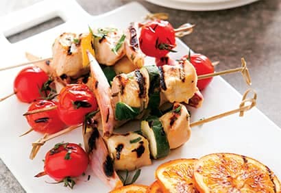 Brochettes de dindon glacées à l'orange