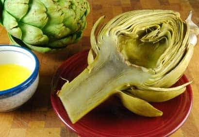 Artichauts vapeur, beurre citronné au basilic