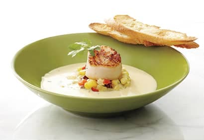 Chaudrée de maïs au chorizo et aux pétoncles