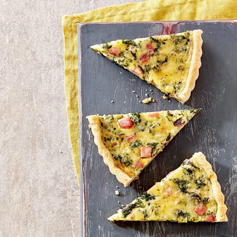 Quiche lorraine à l'emmental et au kale