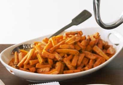 Carottes rôties, vinaigrette à la moutarde