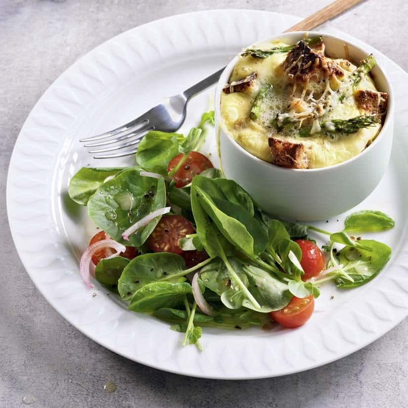 Cassolettes au pain et aux asperges