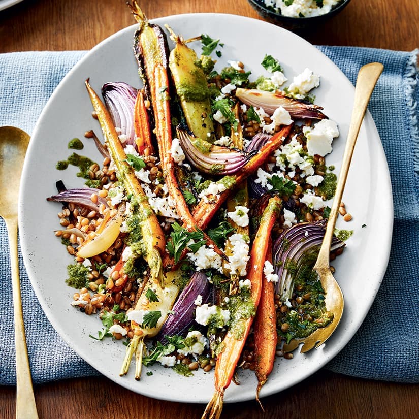 Salade de blé aux carottes rôties
