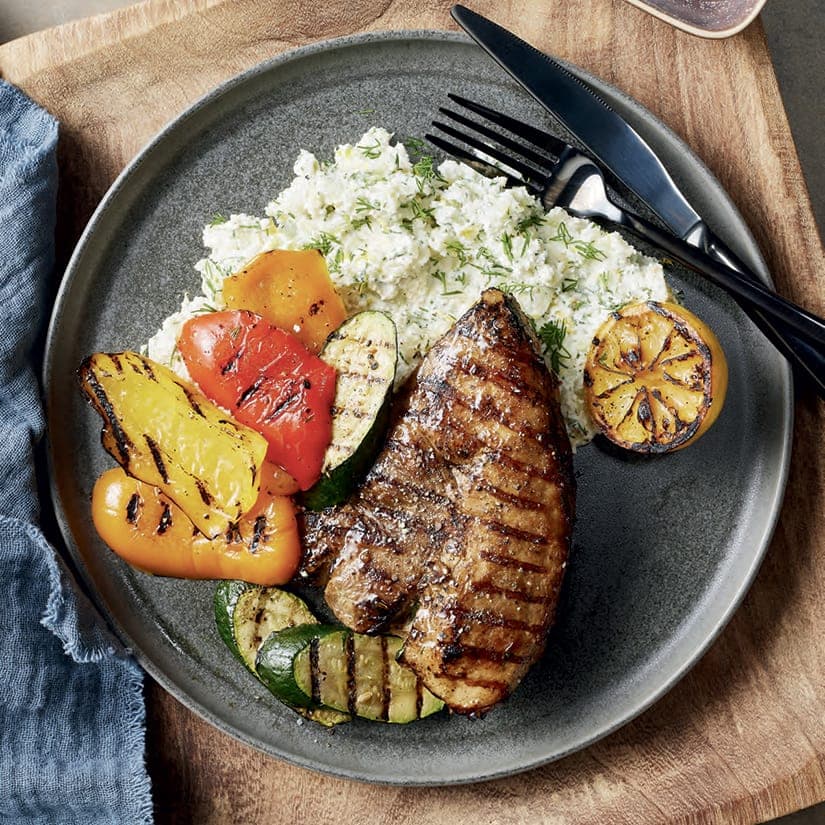 Steaks d’échine de porc au citron et au fenouil