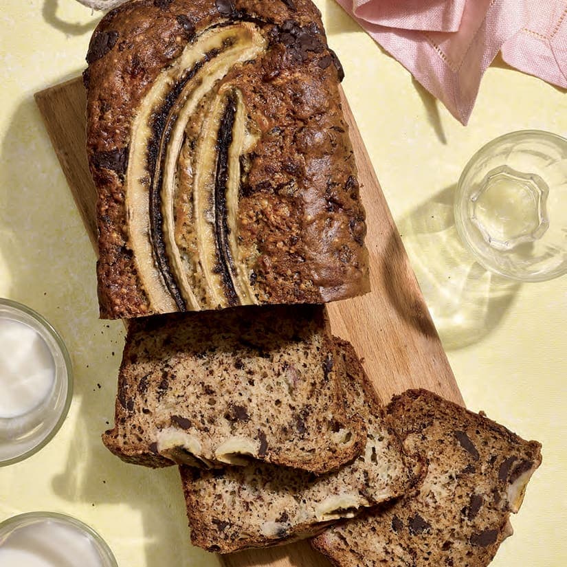 Pain aux bananes et chocolat au fromage cottage