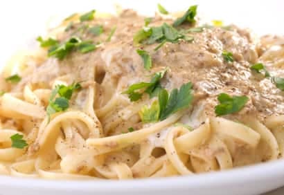 Pâtes thon & petits pois, sauce crémeuse citron