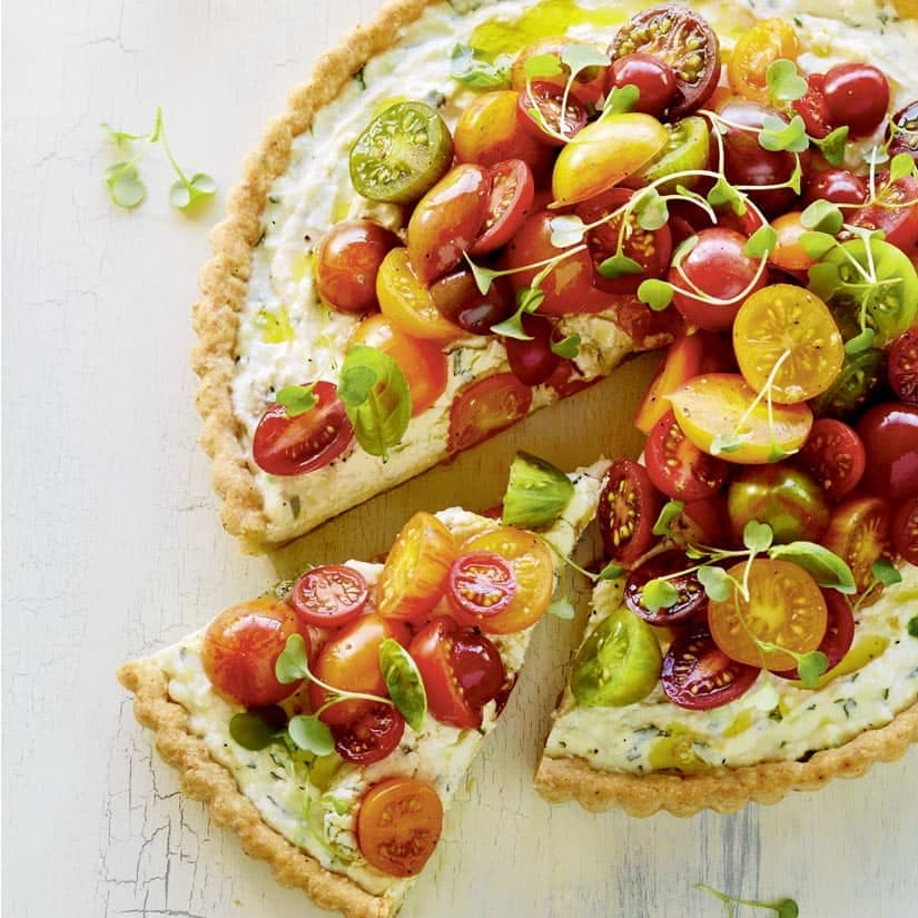 Tarte aux tomates cerises et aux trois fromages