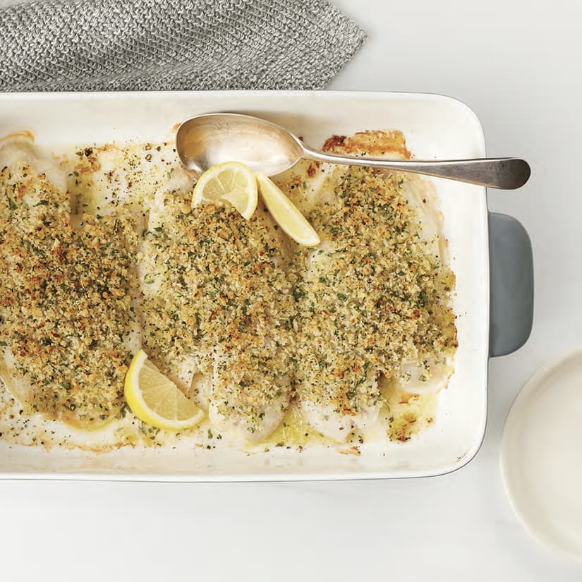 Poisson rôti en croûte d’échalotes