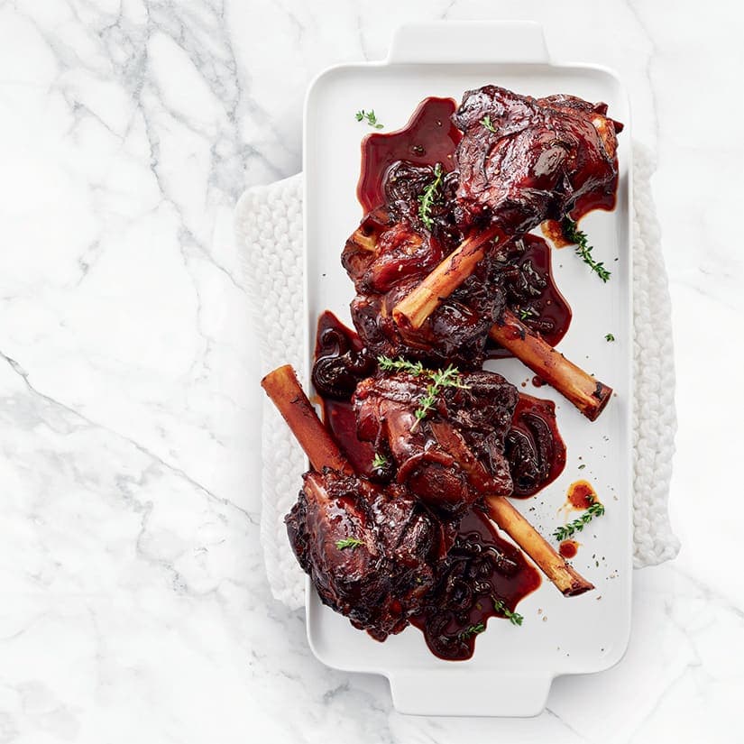 Jarrets d'agneau braisés au balsamique