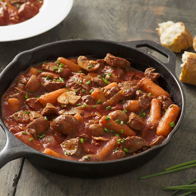 Boeuf bourguignon avec tomates ancestrales
