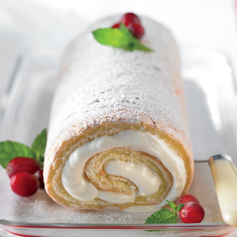 Gâteau roulé au chocolat blanc