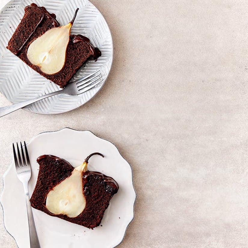 Pain-gâteau aux deux chocolats et aux poires