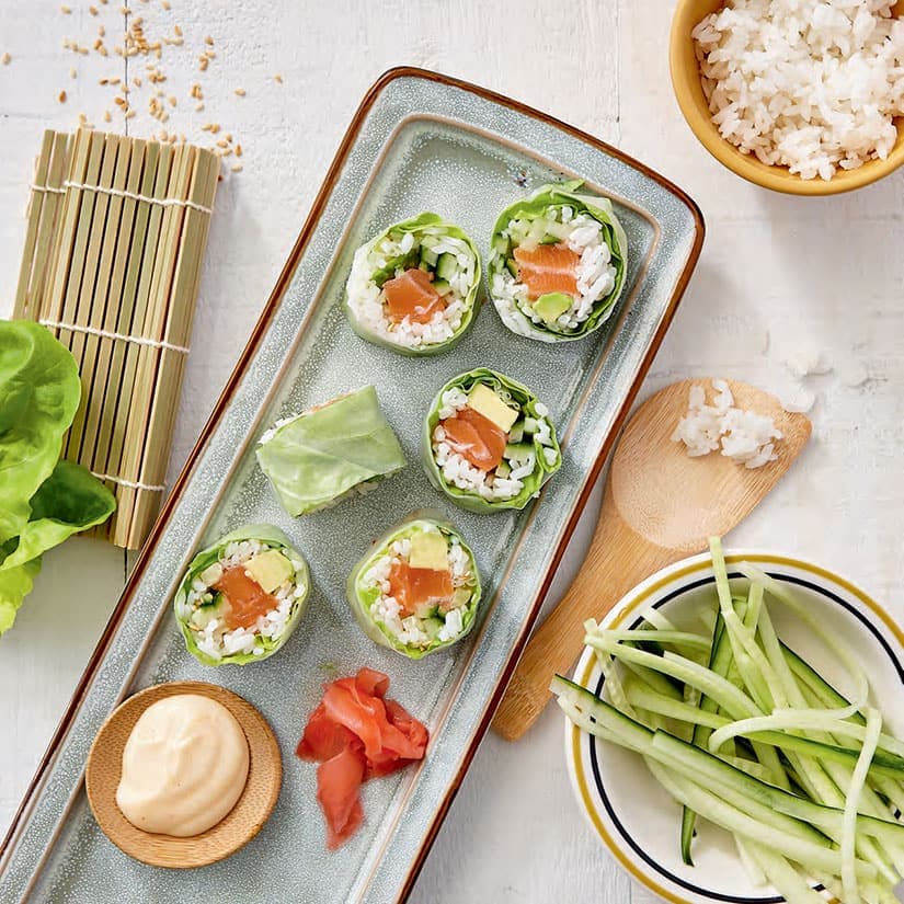 Makis de printemps au saumon et à l'avocat