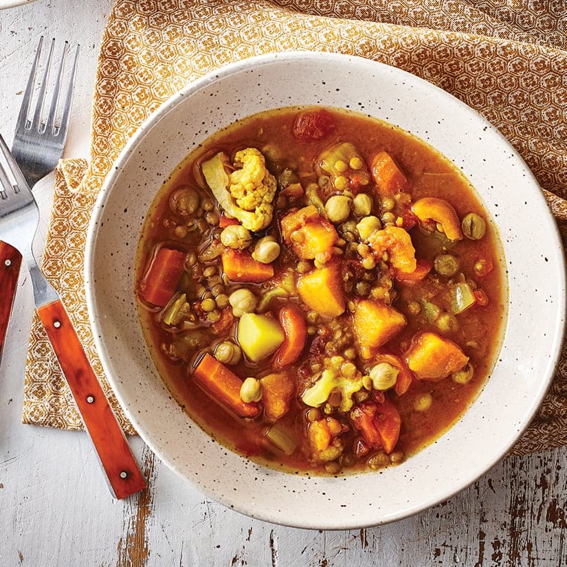 Mijoté de lentilles et de légumes à la marocaine