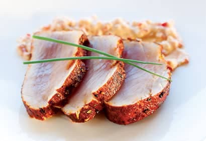 Thon albacore en croûte d'épices, mayo andalouse