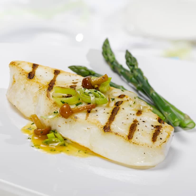 Darnes de flétan grillées aux champignons